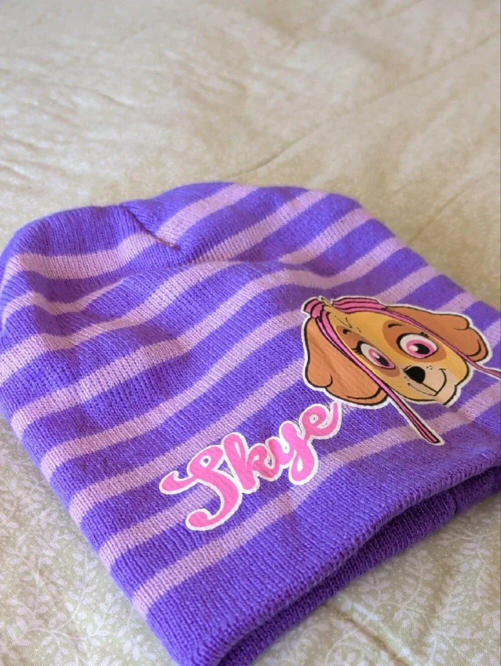 Paw Patrol Skye Purple and Light Purple Striped Beanie Hat